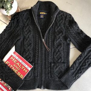Ralph Lauren Rugby -Grey textured wool zip sweater